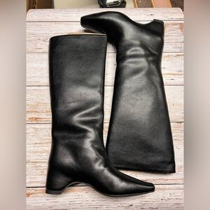🌟 Elevator Black Knee-High Leather Boots